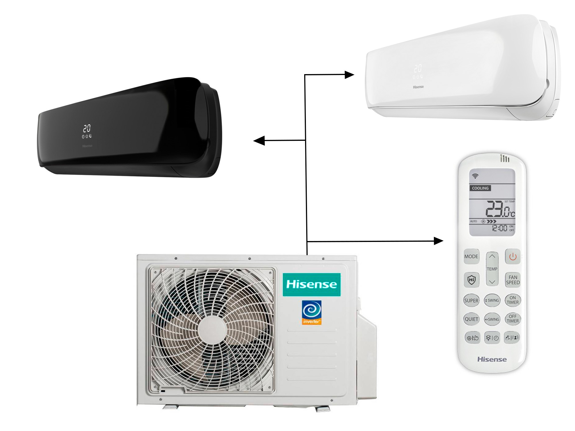 Hisense AMW2-18U4RXC LP + AMS-09UW4RVETG00 + AMS-12UW4RVETG00(B) (для длинных трасс) 