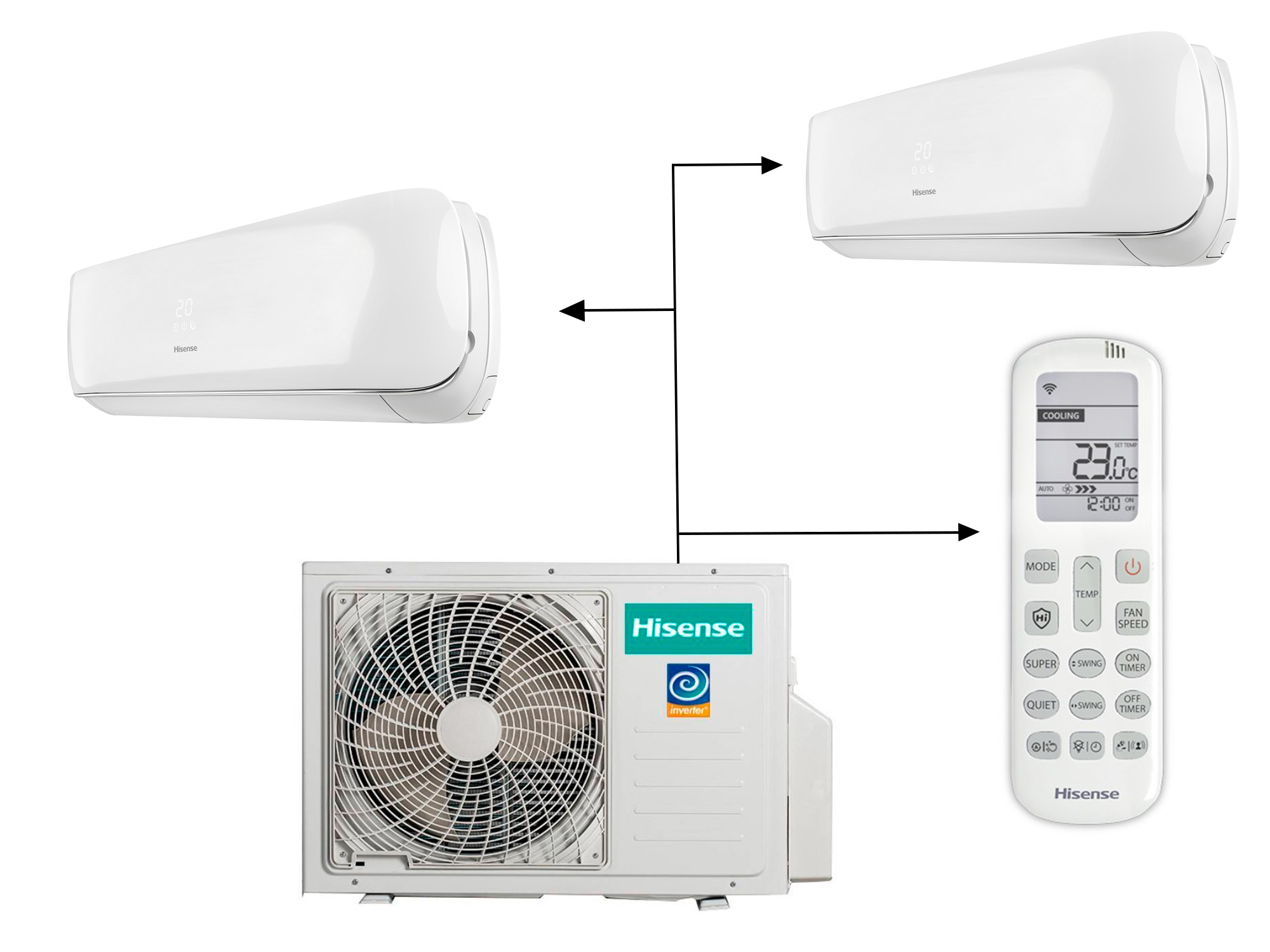 Hisense AMW2-18U4RXC LP + AMS-09UW4RVETG00* 2 шт (для длинных трасс)