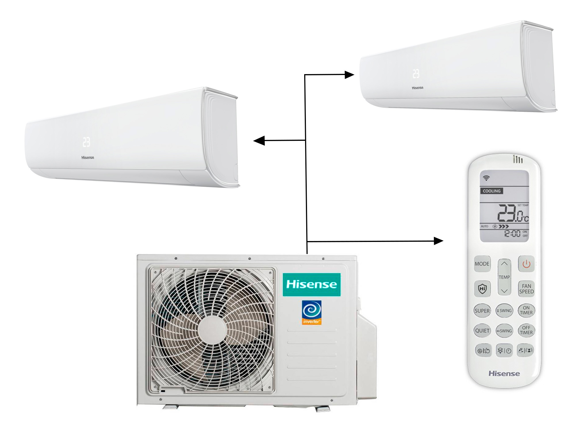 Hisense AMW2-18U4RXC LP + AMS-09UW4RMRKB00 + AMS-12UW4RXRKB00 (для длинных трасс)